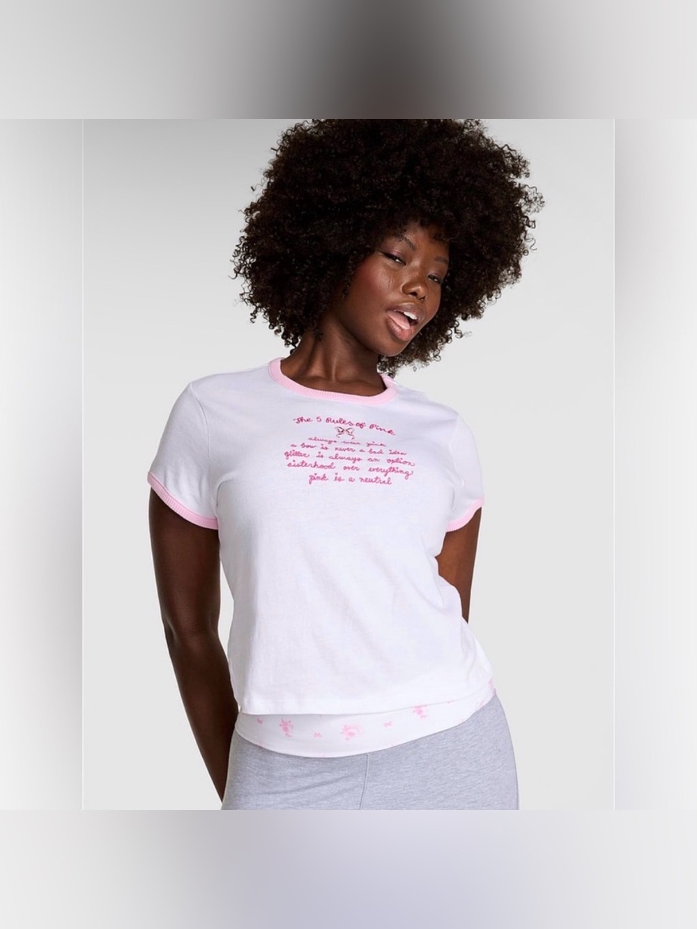 Victoria's Secret PINK x LoveShackFancy Retro Cotton Tee VS White Size L